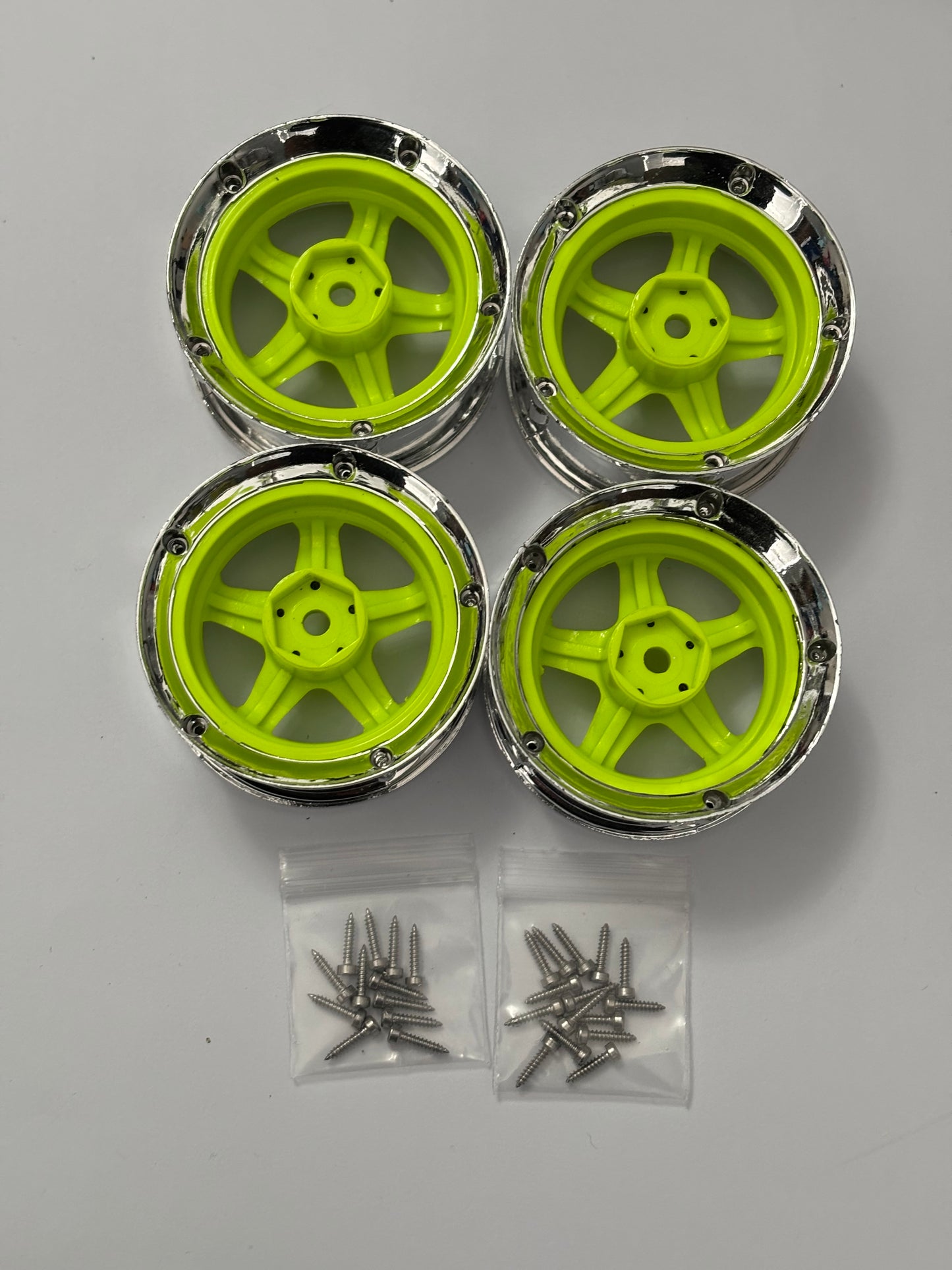 DS Racing Element Chrome Green Yellow Adjustable Offset