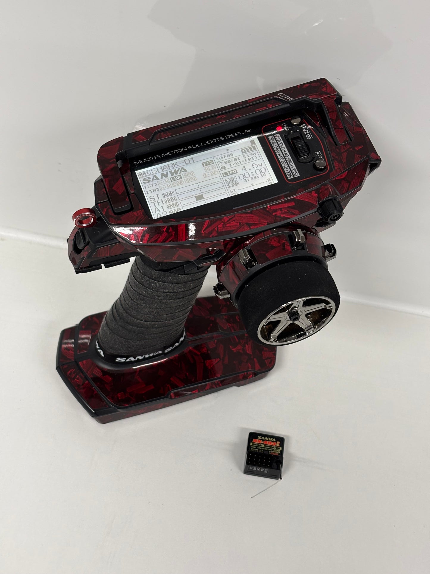 Sanwa MT5 Controller RX 493i Receiver FH5 Red Forged Carbon Wrap
