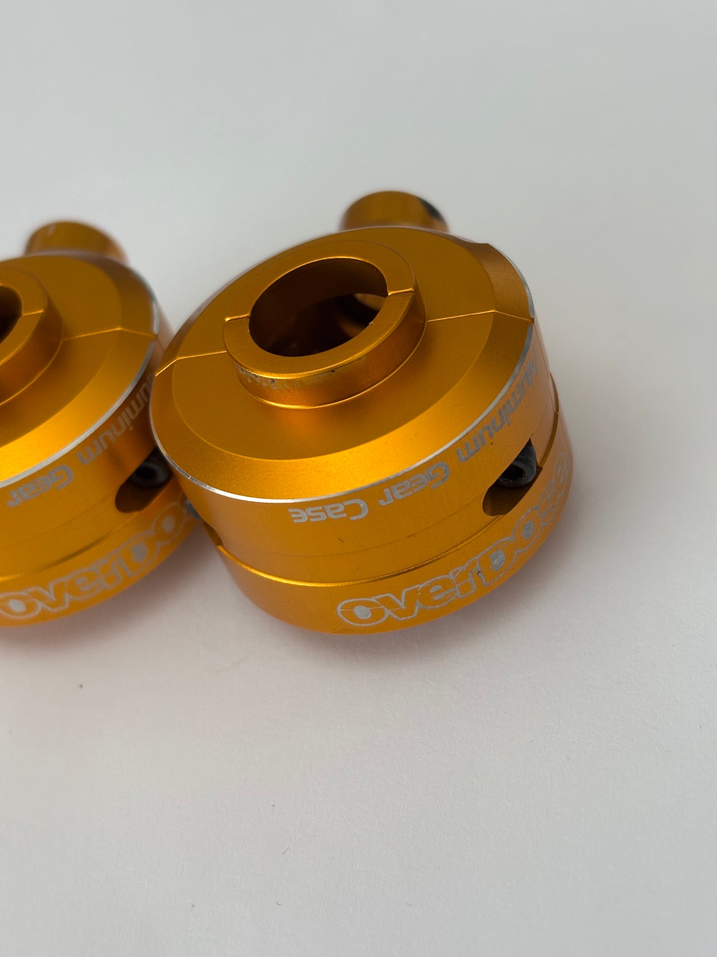 Overdose Gold Aluminium Gear Case Front Rear Dival x2