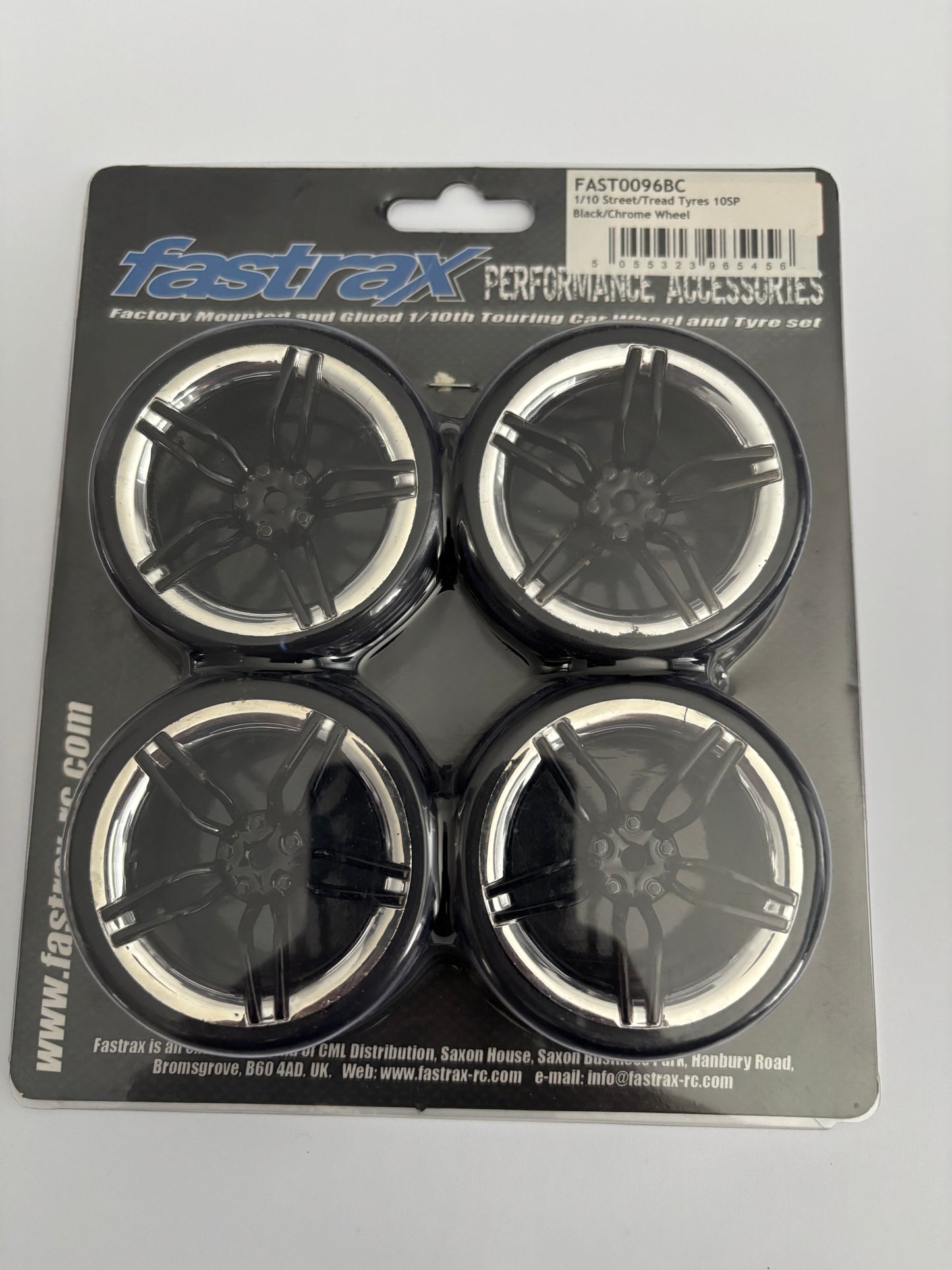 Fastrax Street Rubber Treaded Tyres Black Chrome Wheels FAST0096BC