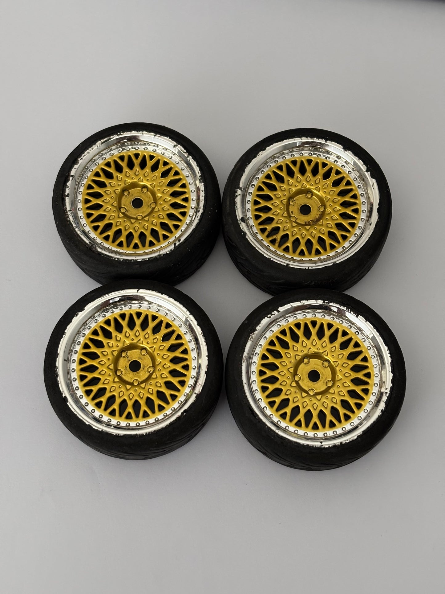Gold BBS Style Wheels With Rubber Tyres Offset 3