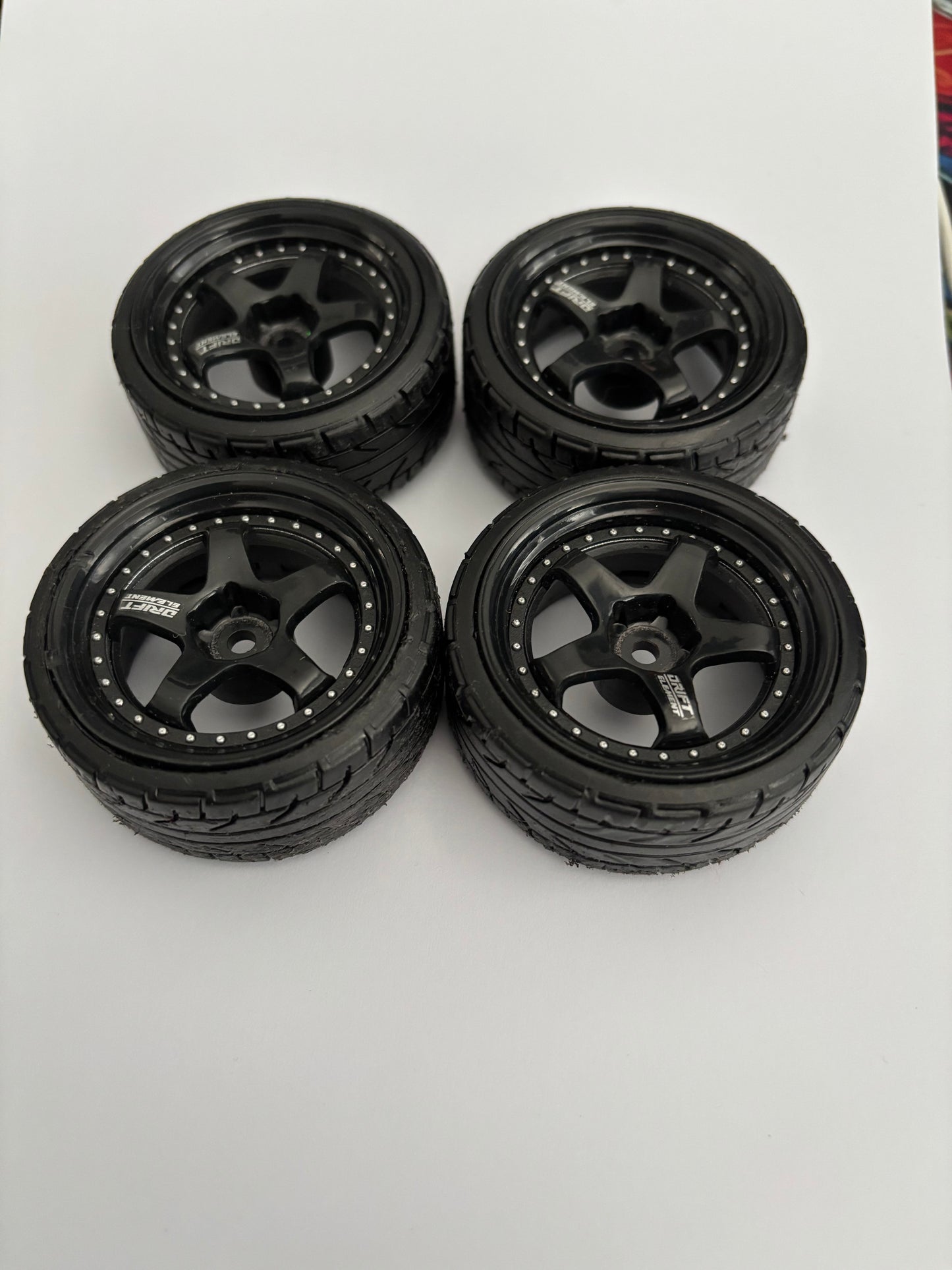 Drift Element DS Racing Black Adjustable Offset Wheels and Tyres (Outdoor/Display)