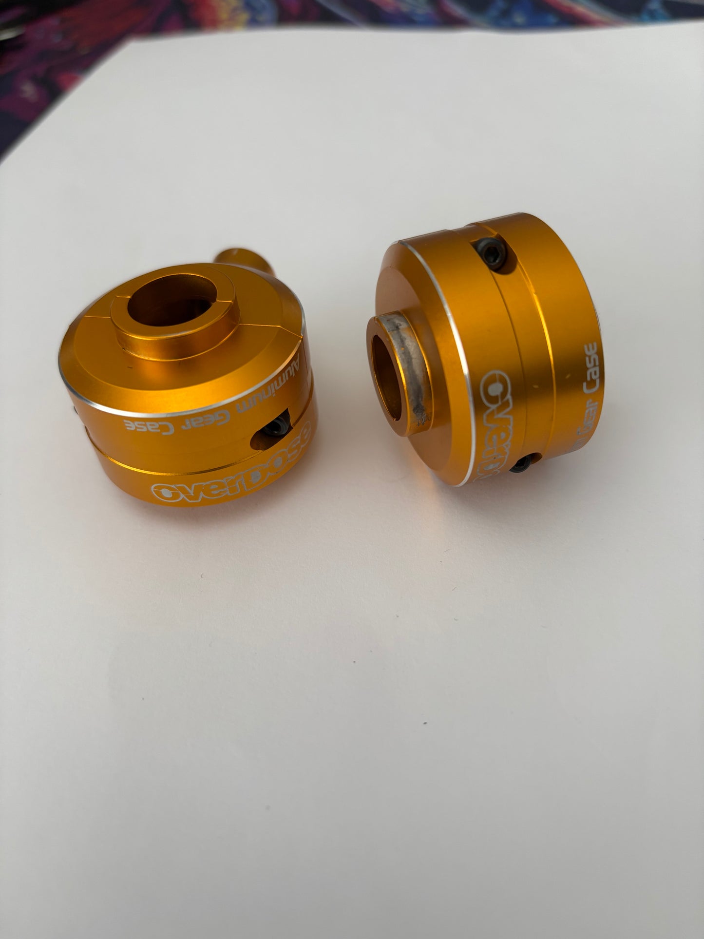 Overdose Gold Aluminium Gear Case Front Rear Dival x2