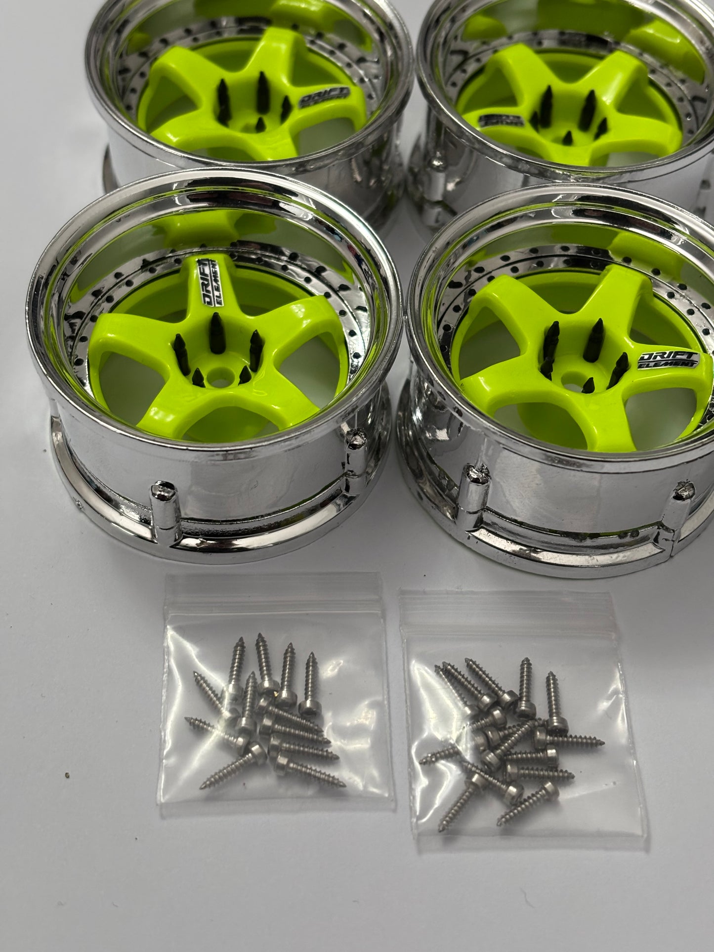 DS Racing Element Chrome Green Yellow Adjustable Offset
