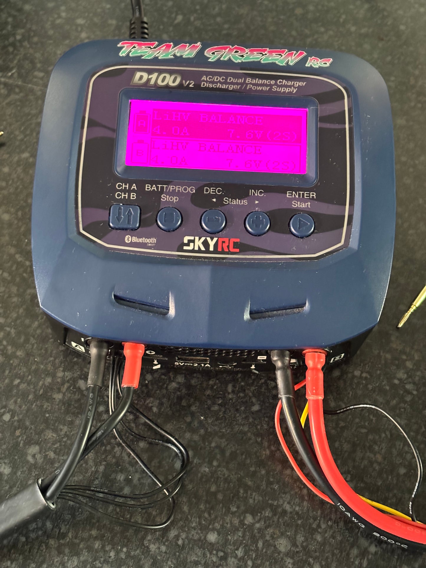SkyRC Dual Charger D100V2 Bluetooth Charger with Long Leads