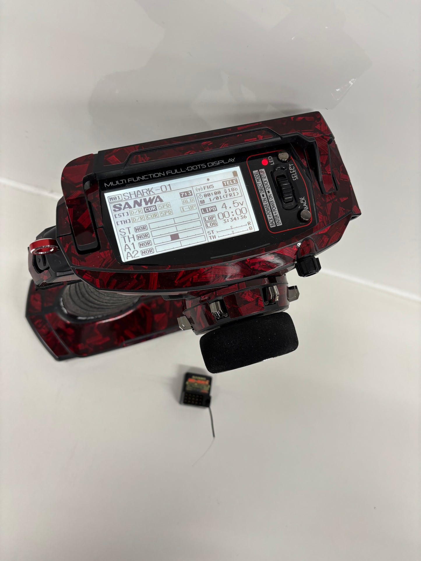 Sanwa MT5 Controller RX 493i Receiver FH5 Red Forged Carbon Wrap