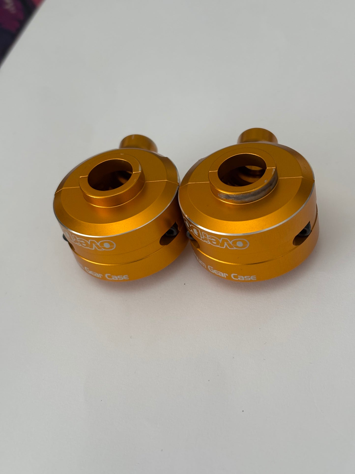 Overdose Gold Aluminium Gear Case Front Rear Dival x2
