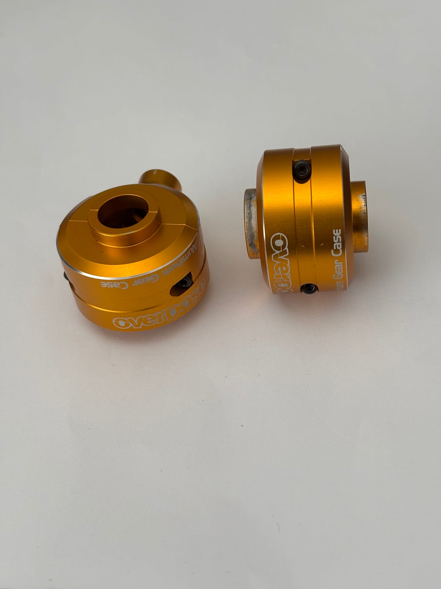 Overdose Gold Aluminium Gear Case Front Rear Dival x2