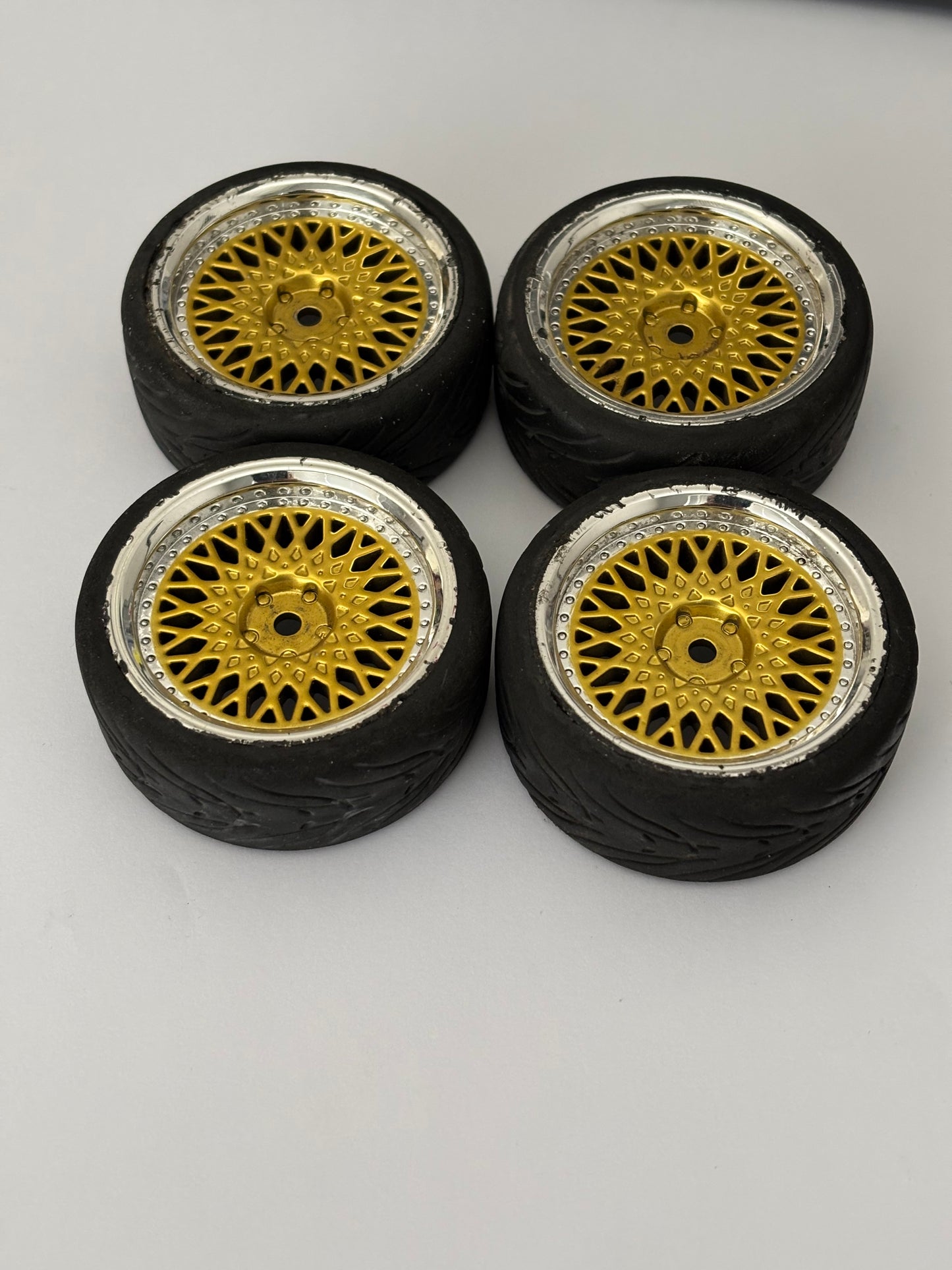 Gold BBS Style Wheels With Rubber Tyres Offset 3