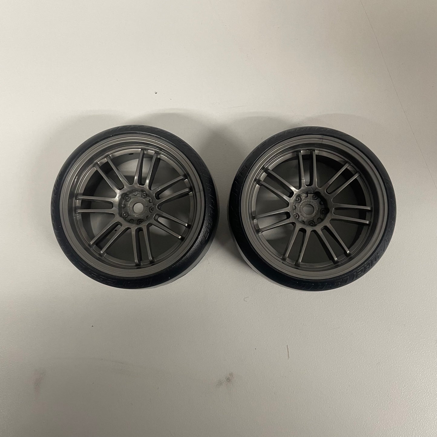 MST 5MM Offset Wheels Pair Grey Gold Dot Tyres