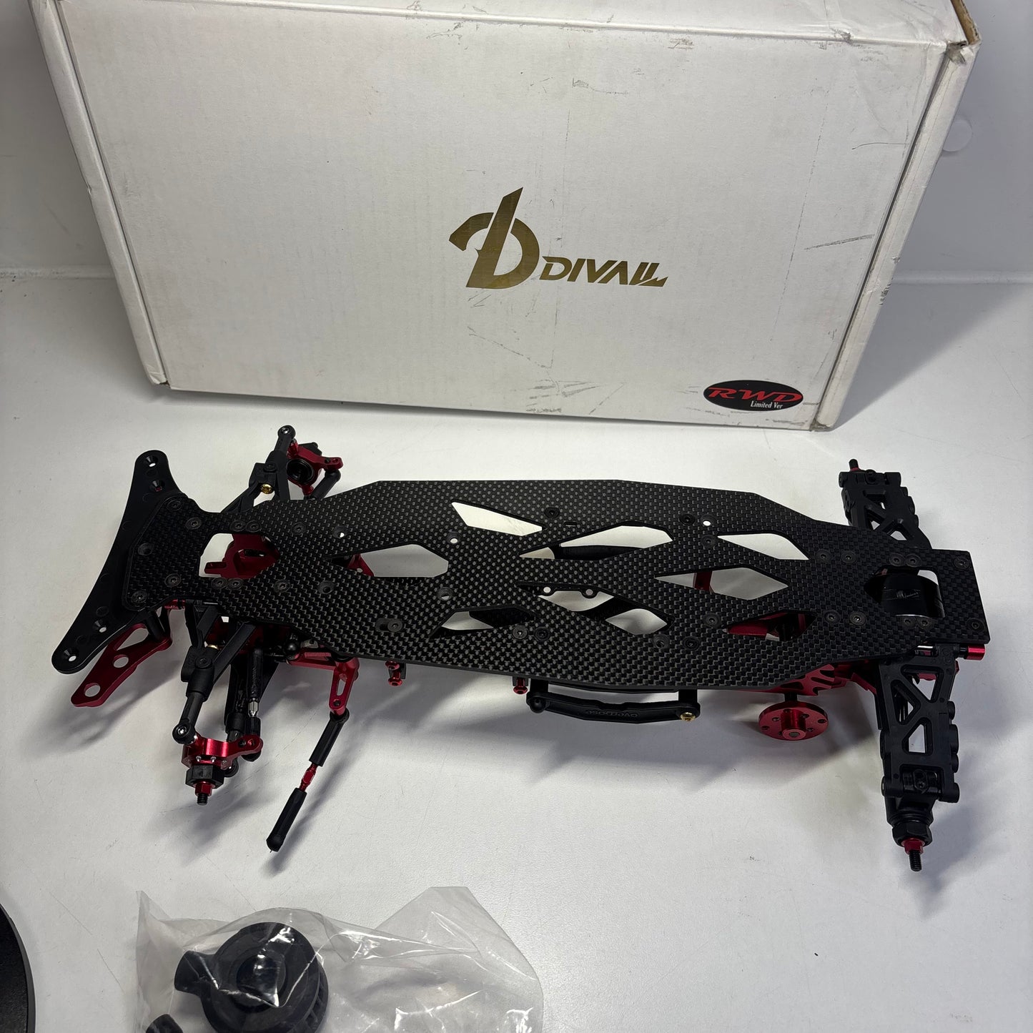 Overdose Dival Red Alloy Carbon RWD Chassis - Boxed