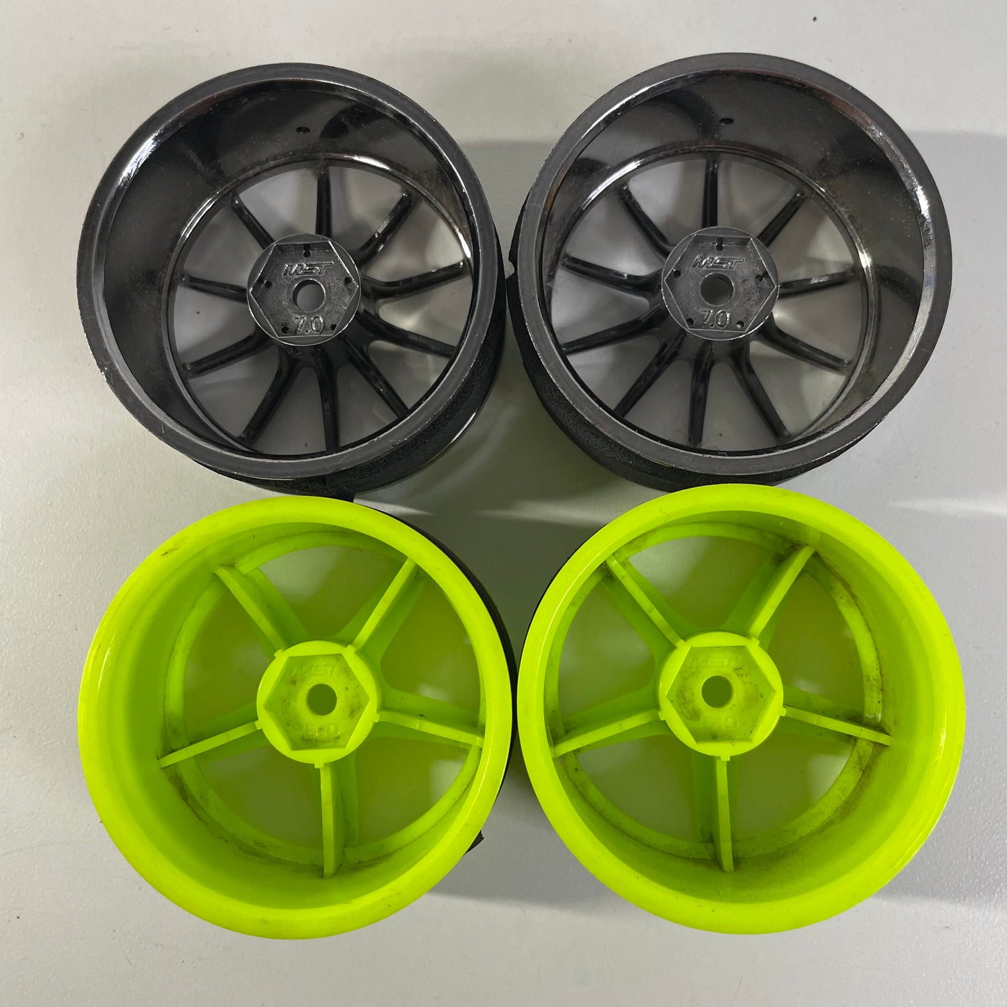 MST Wheels 5mm & 7mm Offset Green Black Chrome