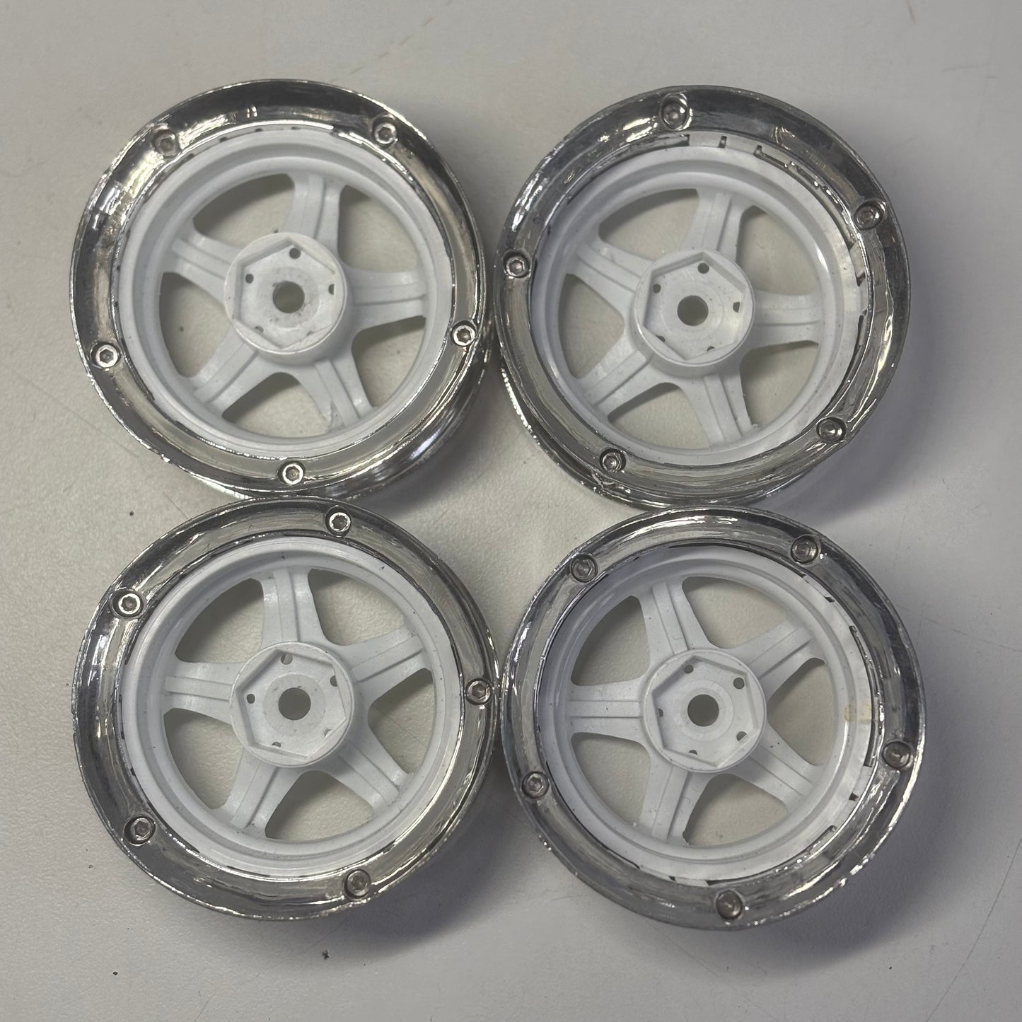 DS Racing Element Drift Wheels White Chrome Adjustable Offset