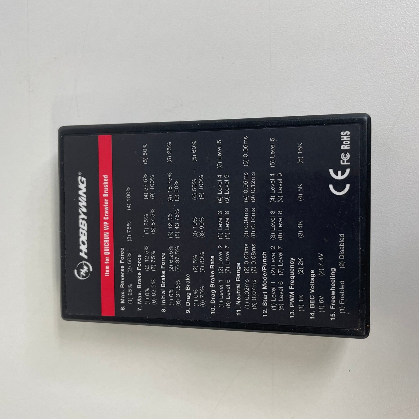 Hobbywing Program Card 10BL120