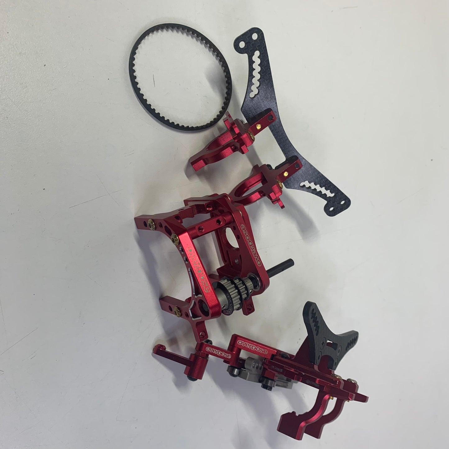 Overdose Vacula Red Alloy Front & Rear Bulkheads and Slide Rack