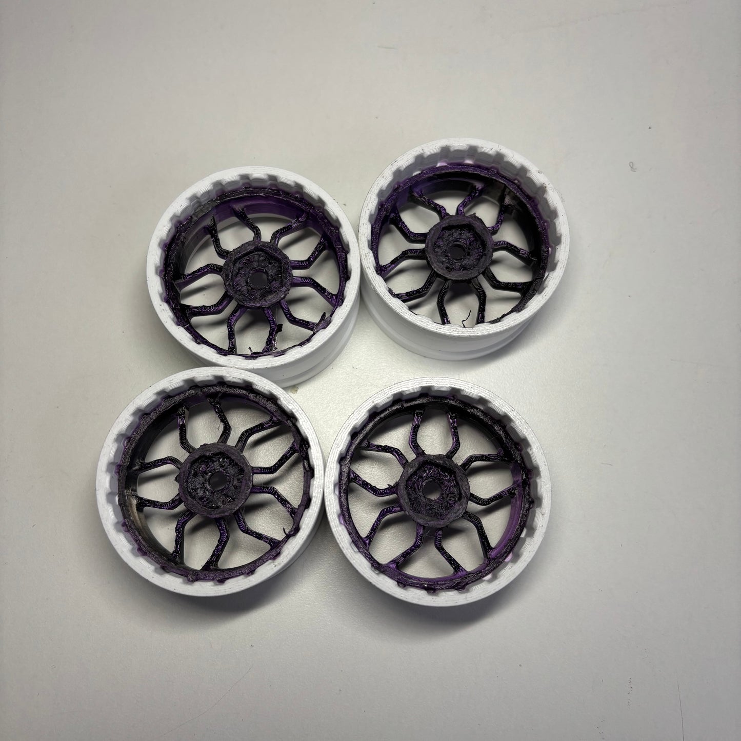 3D Printed Wheels 5/7MM Offset Purple White