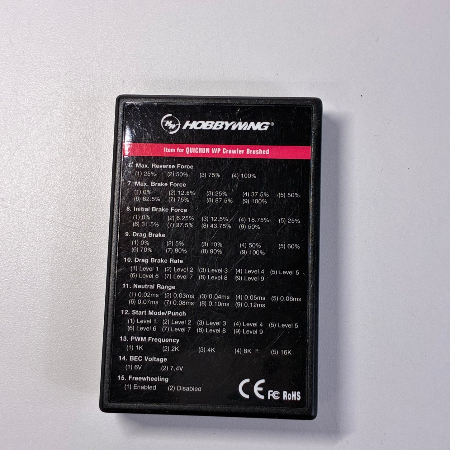 Hobbywing Program Card 10BL120 ETC