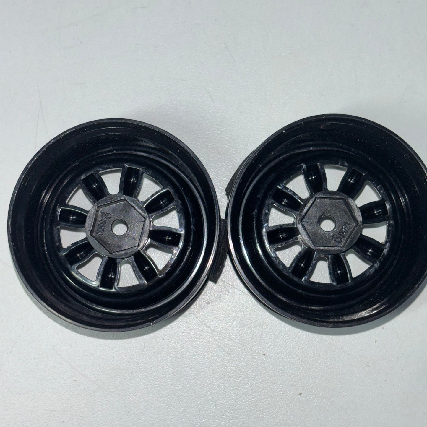 Inch Down Dished Black Silver Wheels Offset 8mm Pair