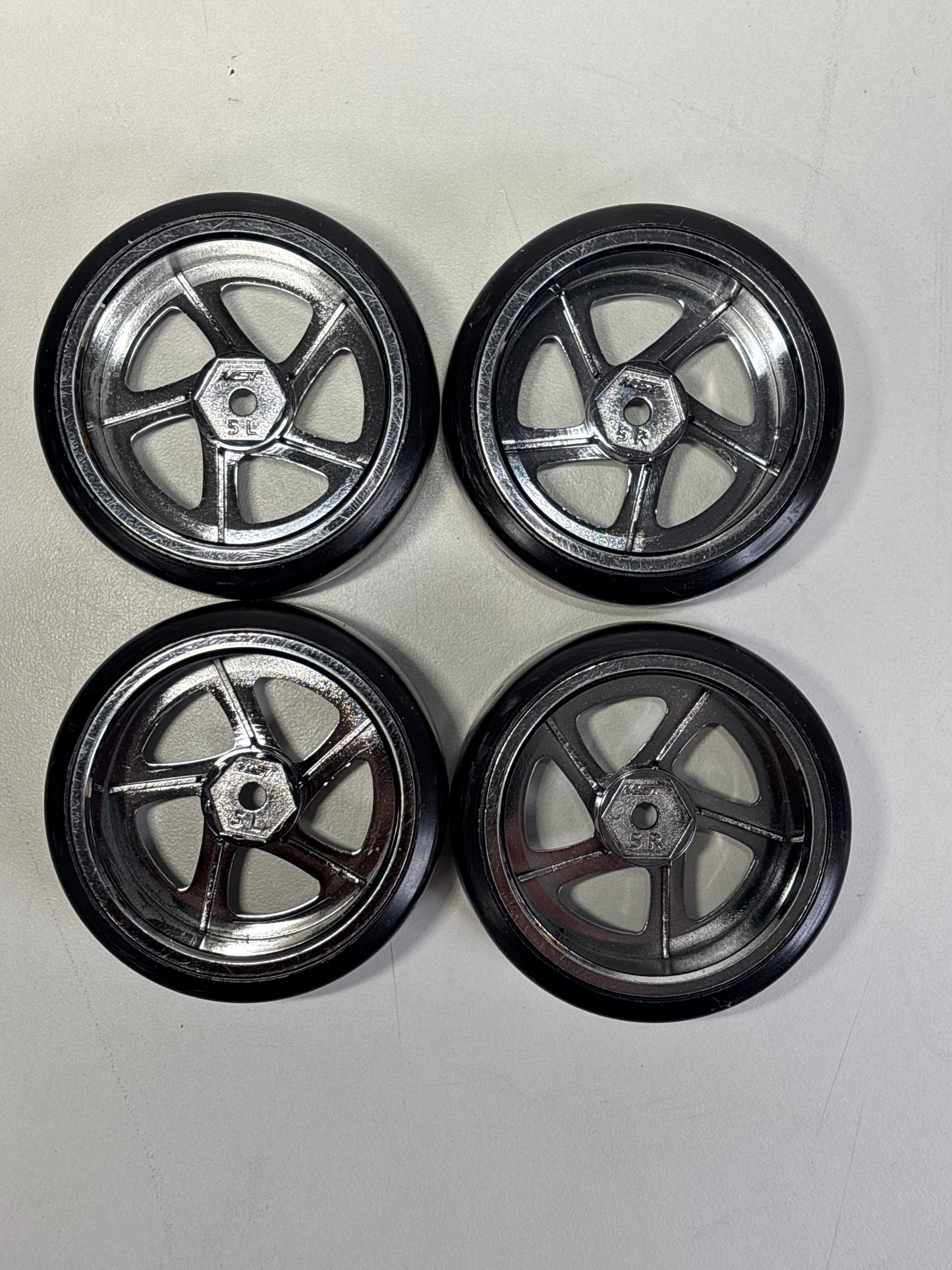 MST 5 Spoke Wheels Offset 5mm Dark Chrome & Tyres