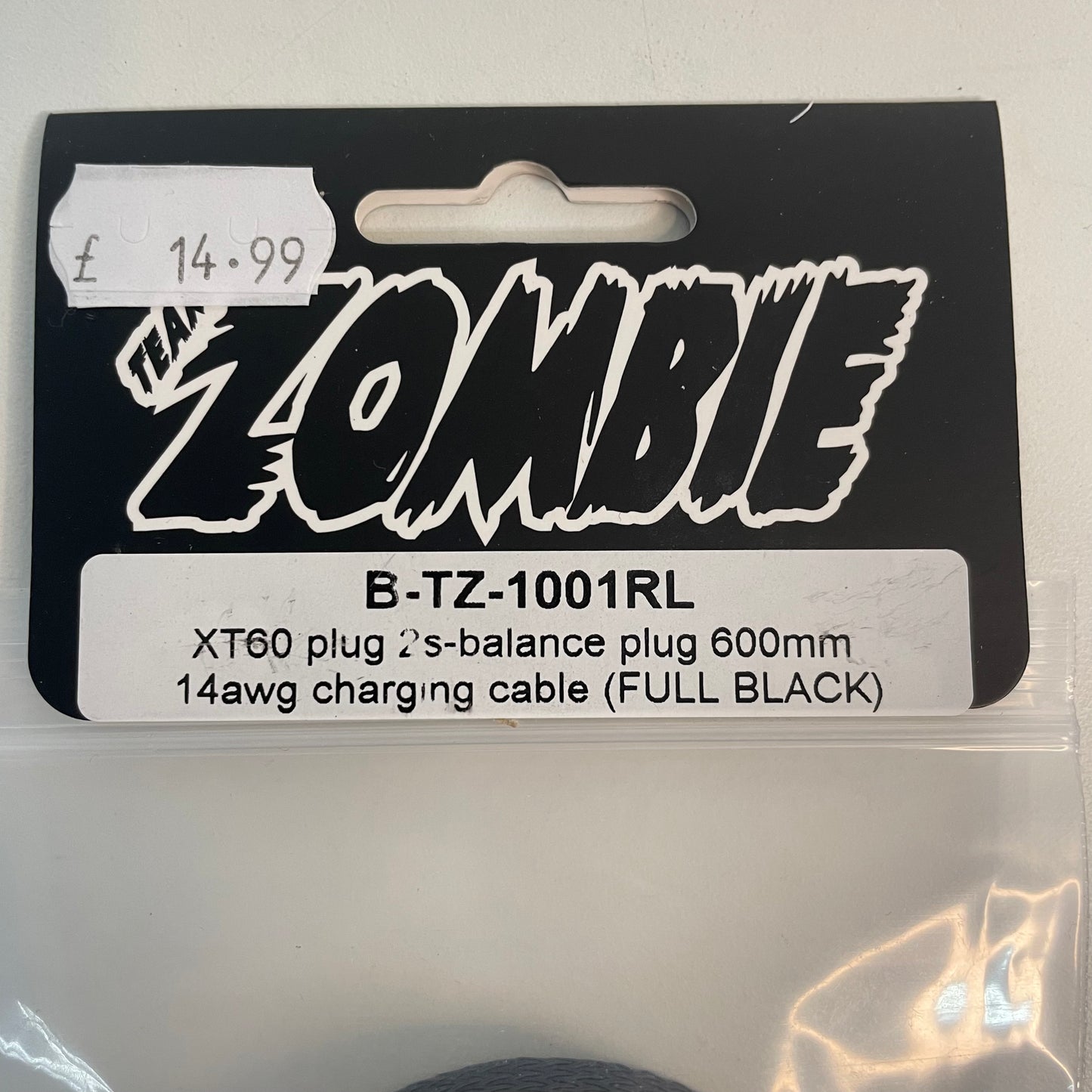 Zombie B-TZ-1001RL 14AWG Charging Cable (Full Black)