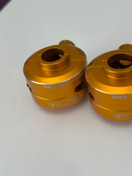 Overdose Gold Aluminium Gear Case Front Rear Dival x2