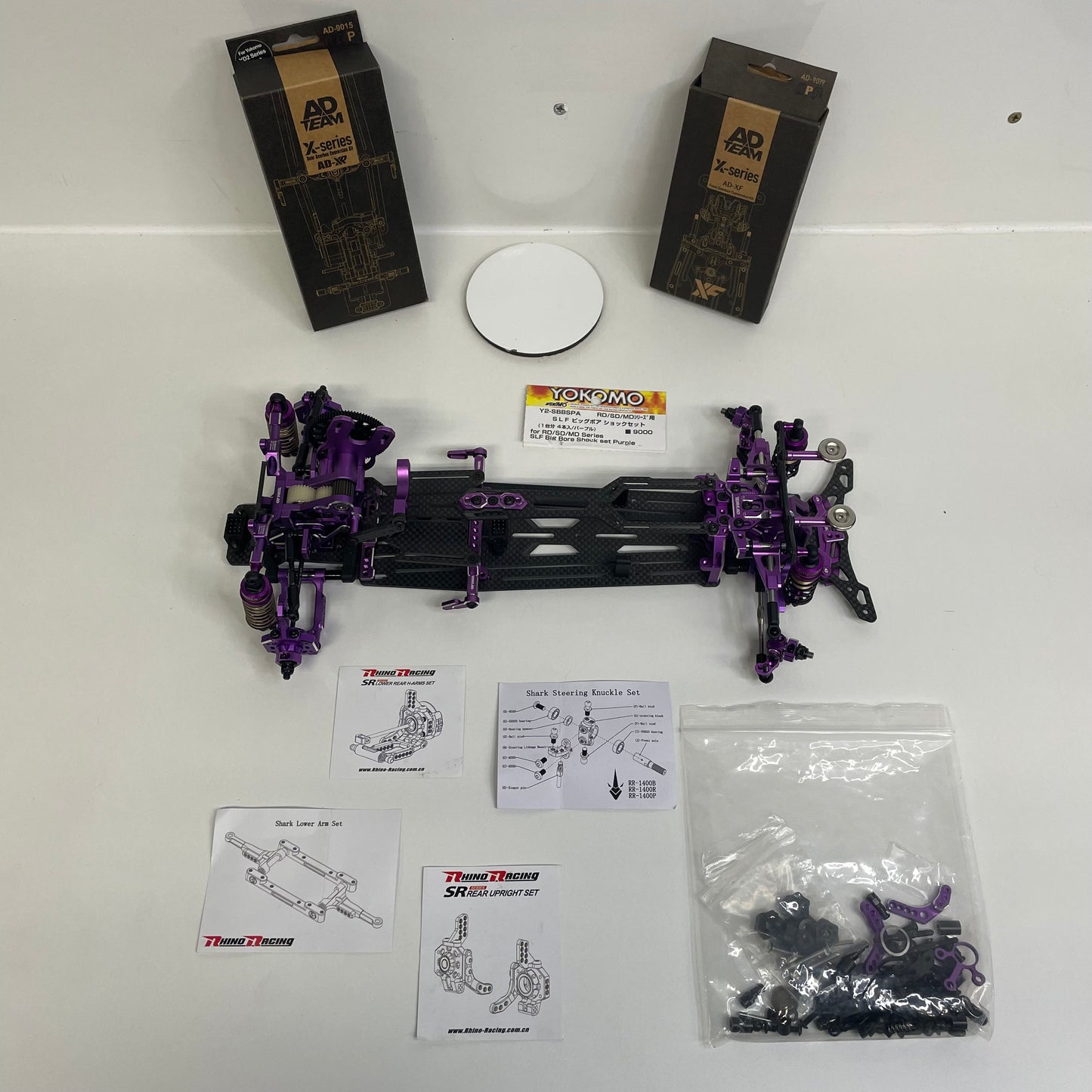 TeamAD RD2 Upgraded Chassis Alloy Carbon Purple X-Series Conversion XF Shark RWD