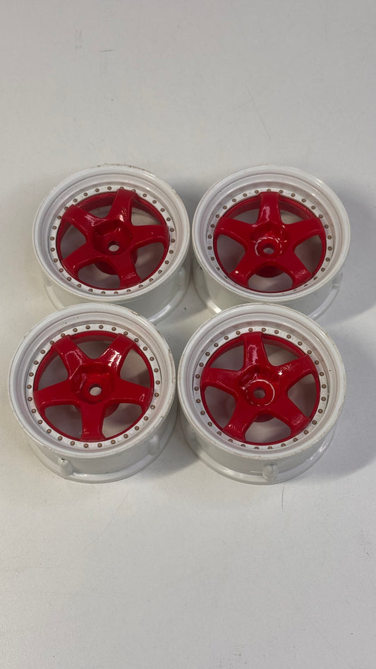 DS Racing Element White Red Wheels Adjustable Offset