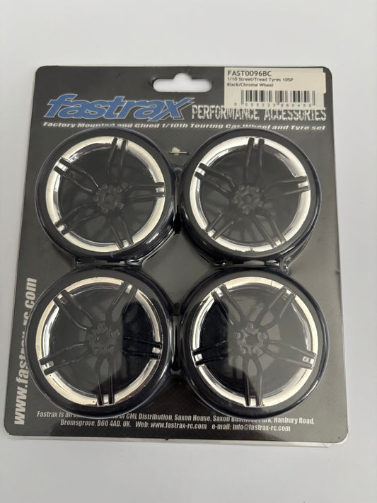 Fastrax Street Rubber Treaded Tyres Black Chrome Wheels FAST0096BC