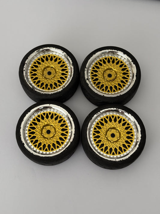 Gold BBS Style Wheels With Rubber Tyres Offset 3