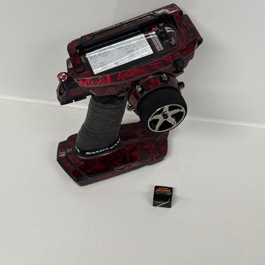 Sanwa MT5 Controller RX 493i Receiver FH5 Red Forged Carbon Wrap