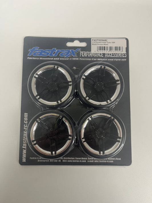 Fastrax Black Chrome Wheels Fast0096BC Tyres 10SP