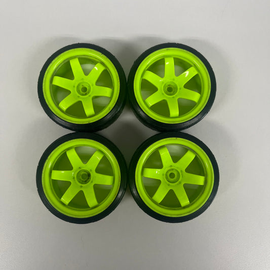 Green Offset 6mm Wheels With Outdoor Tyres