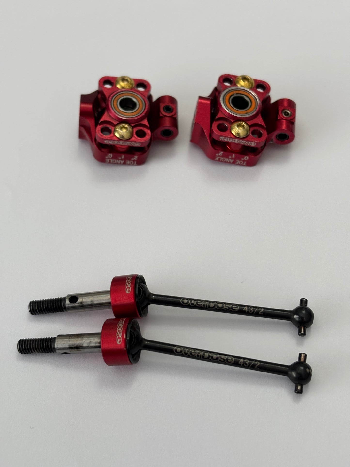 Overdose Red Alloy Rear Arm Uprights Adjustable