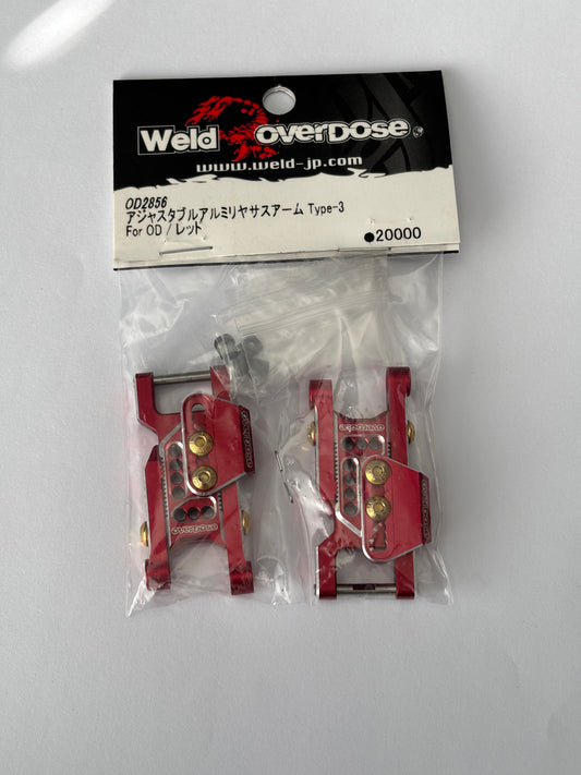 Overdose Red Alloy Rear Lower Arms Type 3  OD2856