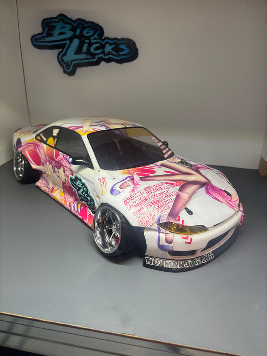 24K RC Nissan S14.9 Drift Body Shell Wide Anime 1:10 257mm