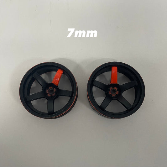 MST Wheels Offset 7 Orange Black Pair