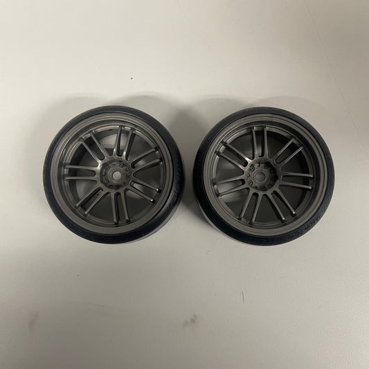 MST 5MM Offset Wheels Pair Grey Gold Dot Tyres