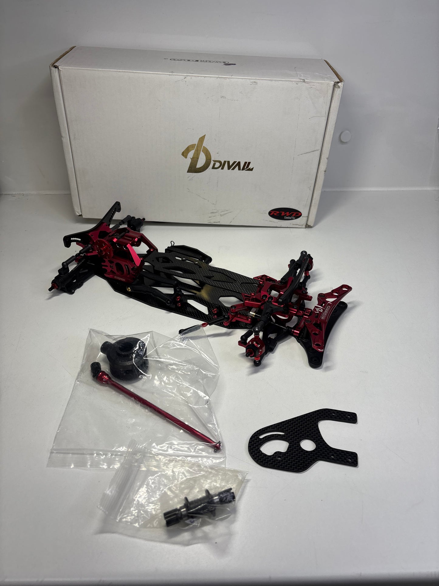 Overdose Dival Red Alloy Carbon RWD Chassis - Boxed