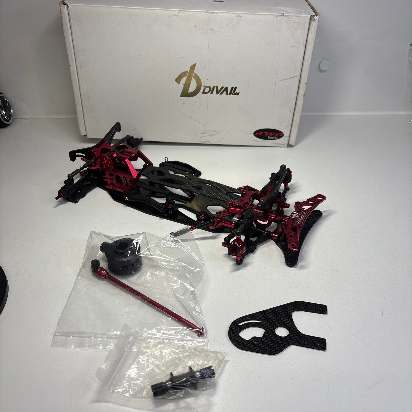 Overdose Dival Red Alloy Carbon RWD Chassis - Boxed