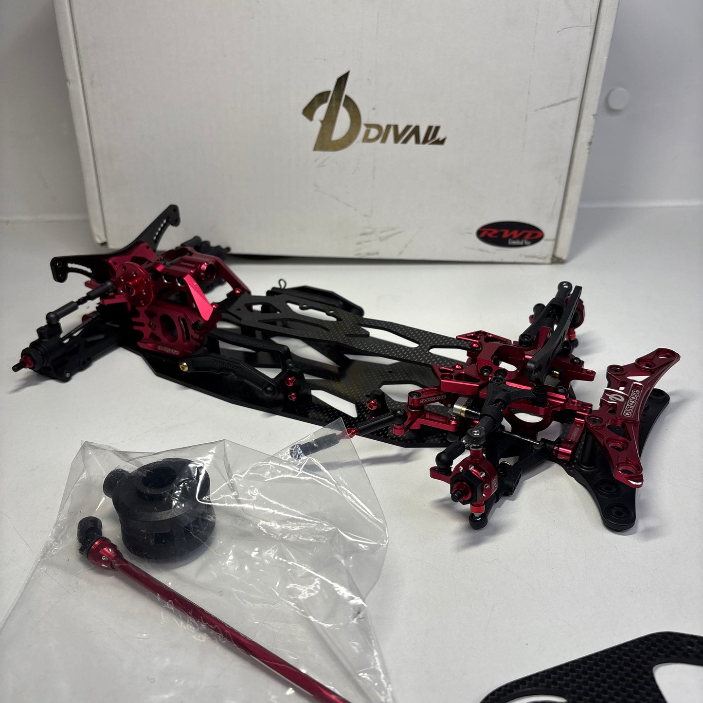 Overdose Dival Red Alloy Carbon RWD Chassis - Boxed