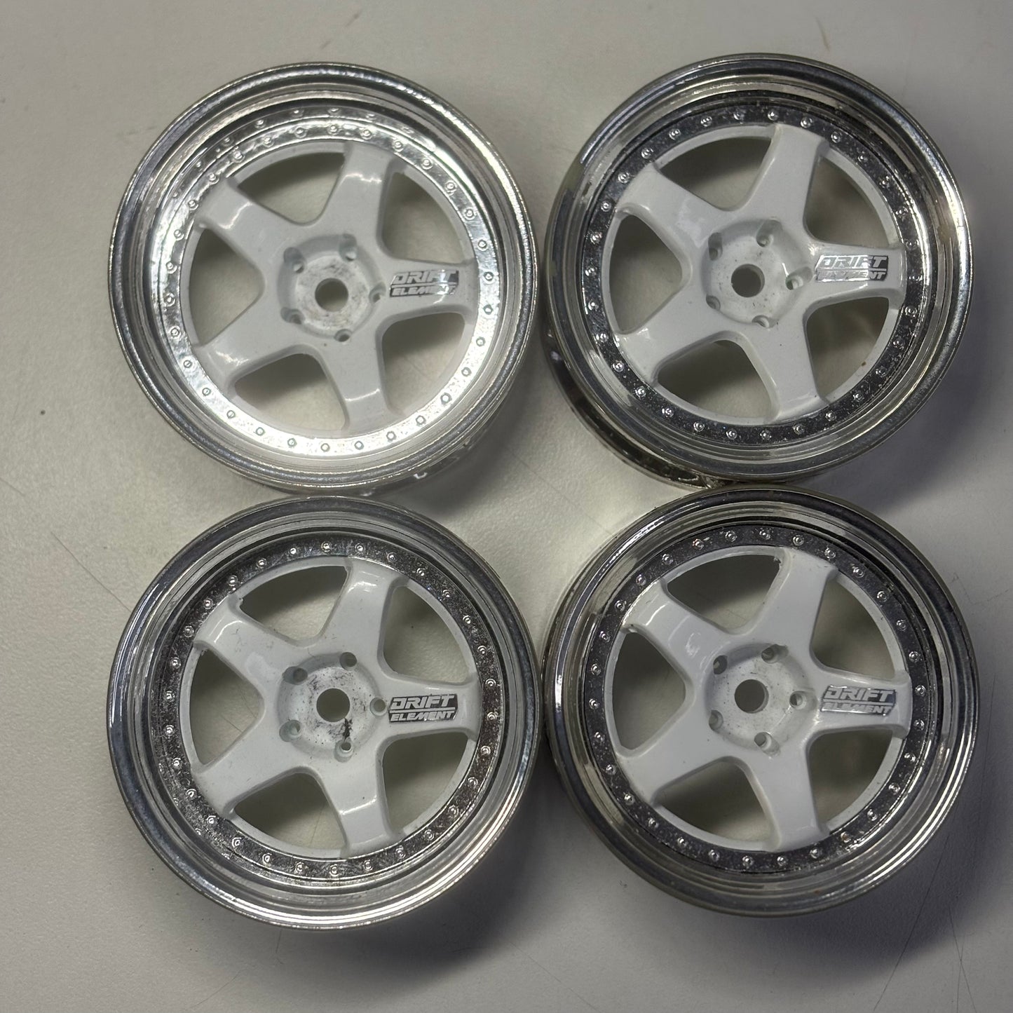 DS Racing Element Drift Wheels White Chrome Adjustable Offset