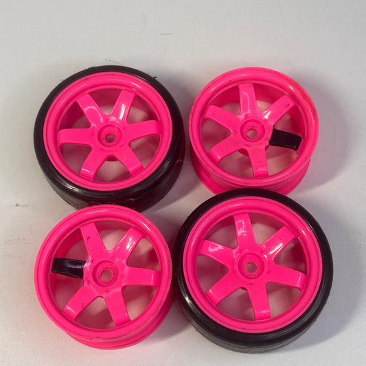 Pink TE37 Style Wheels Offset 6