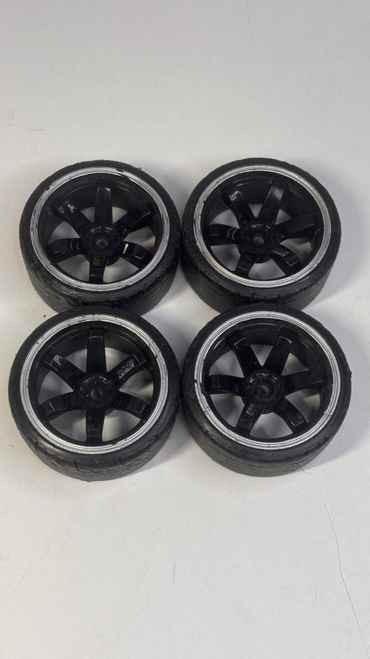 Black TE37 Wheels & Tyres Offset 9