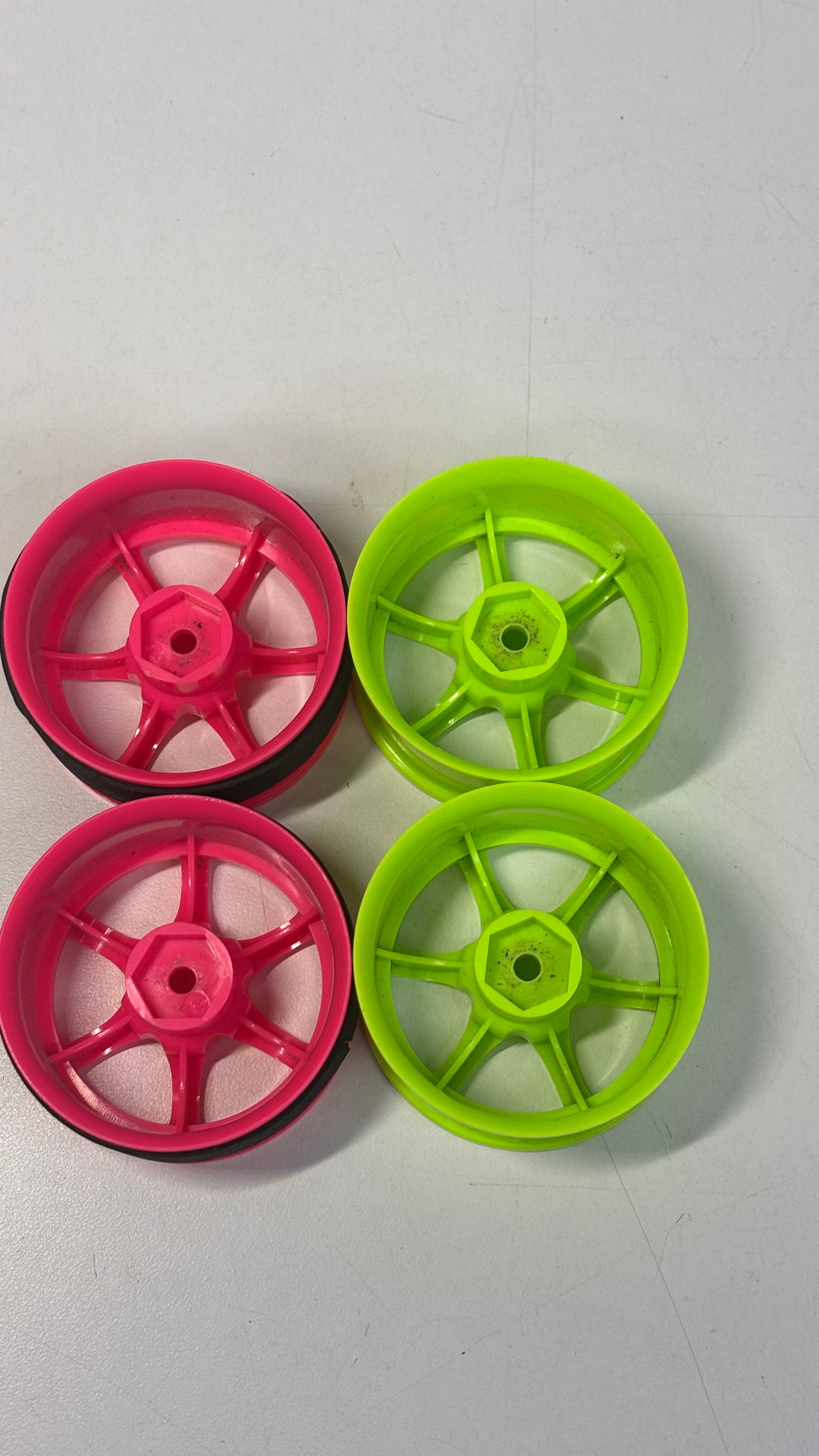 Lab TE37 Style Wheels Green Pink Offset 6
