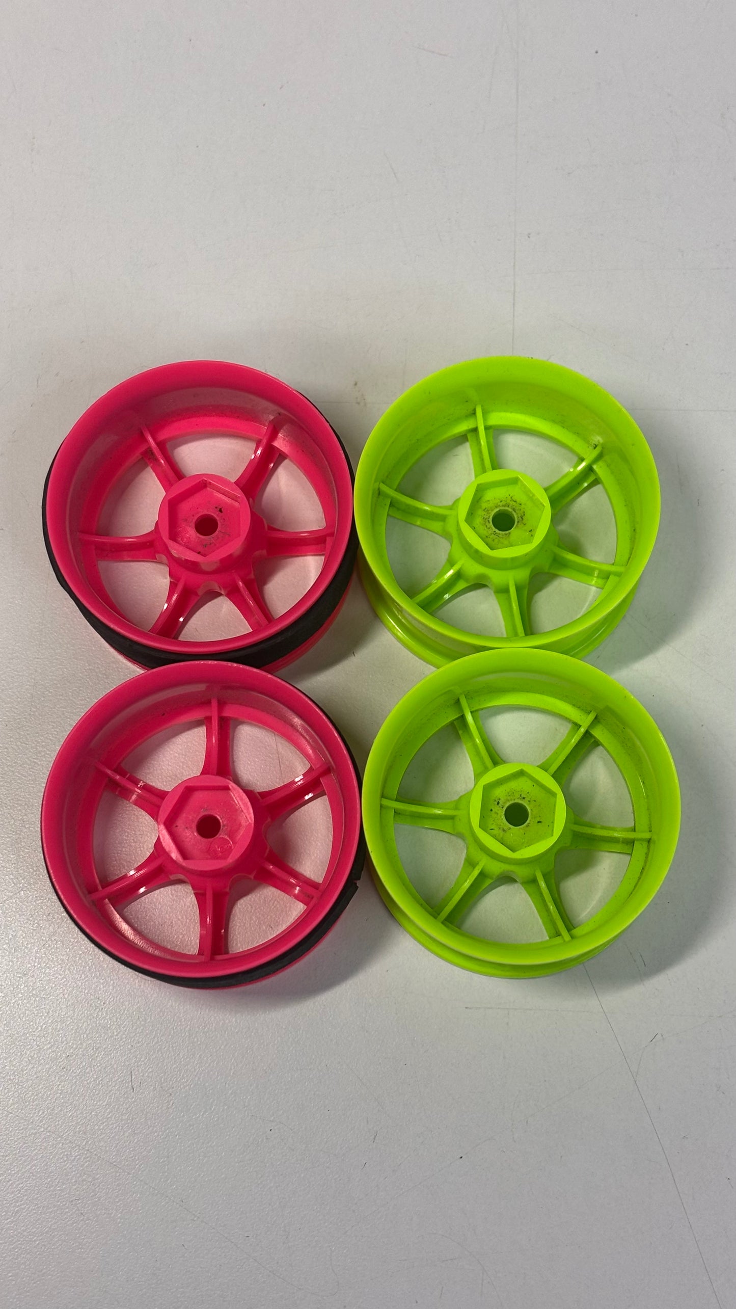 Lab TE37 Style Wheels Green Pink Offset 6