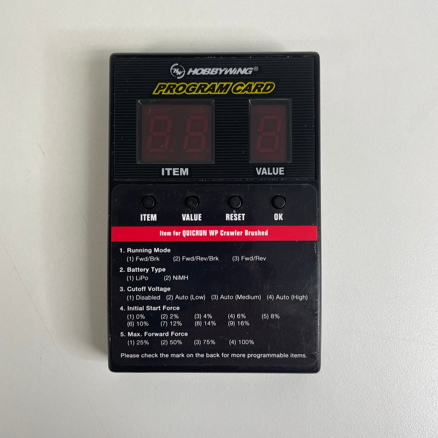 Hobbywing Program Card 10BL120