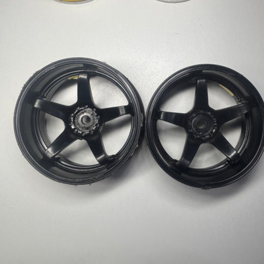 Hayate Black Wheel Pair x2 High Traction Gold Dots