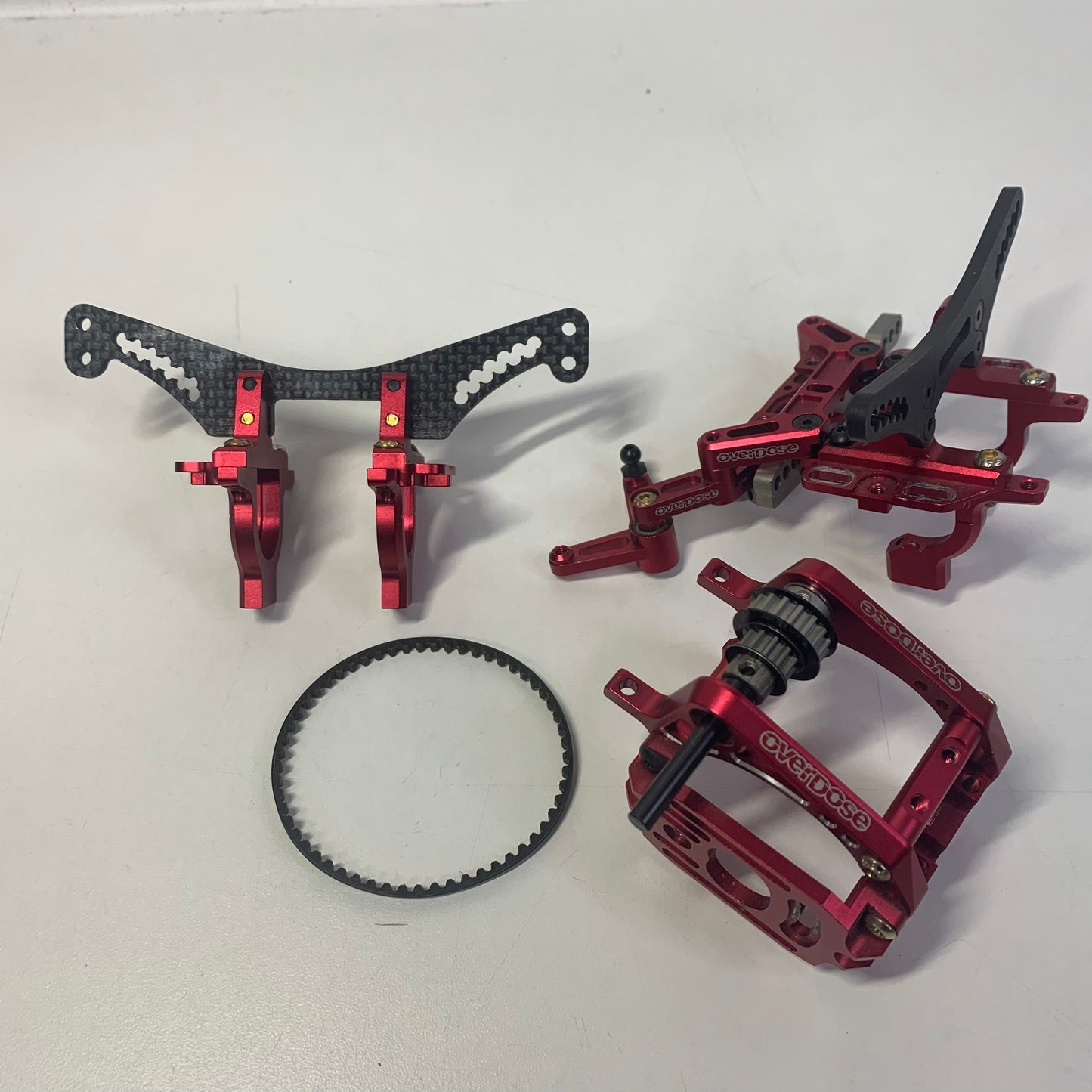 Overdose Vacula Red Alloy Front & Rear Bulkheads and Slide Rack