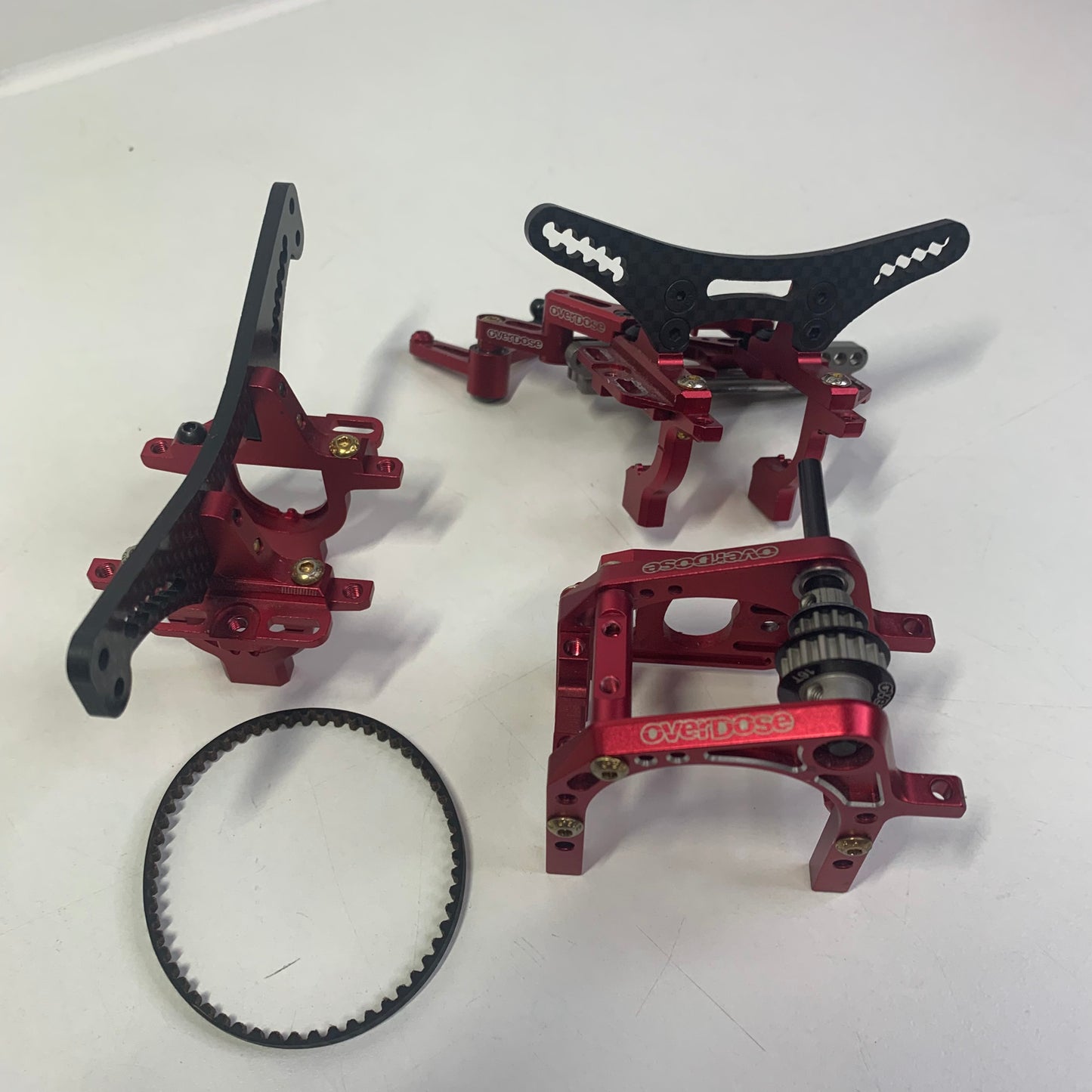 Overdose Vacula Red Alloy Front & Rear Bulkheads and Slide Rack