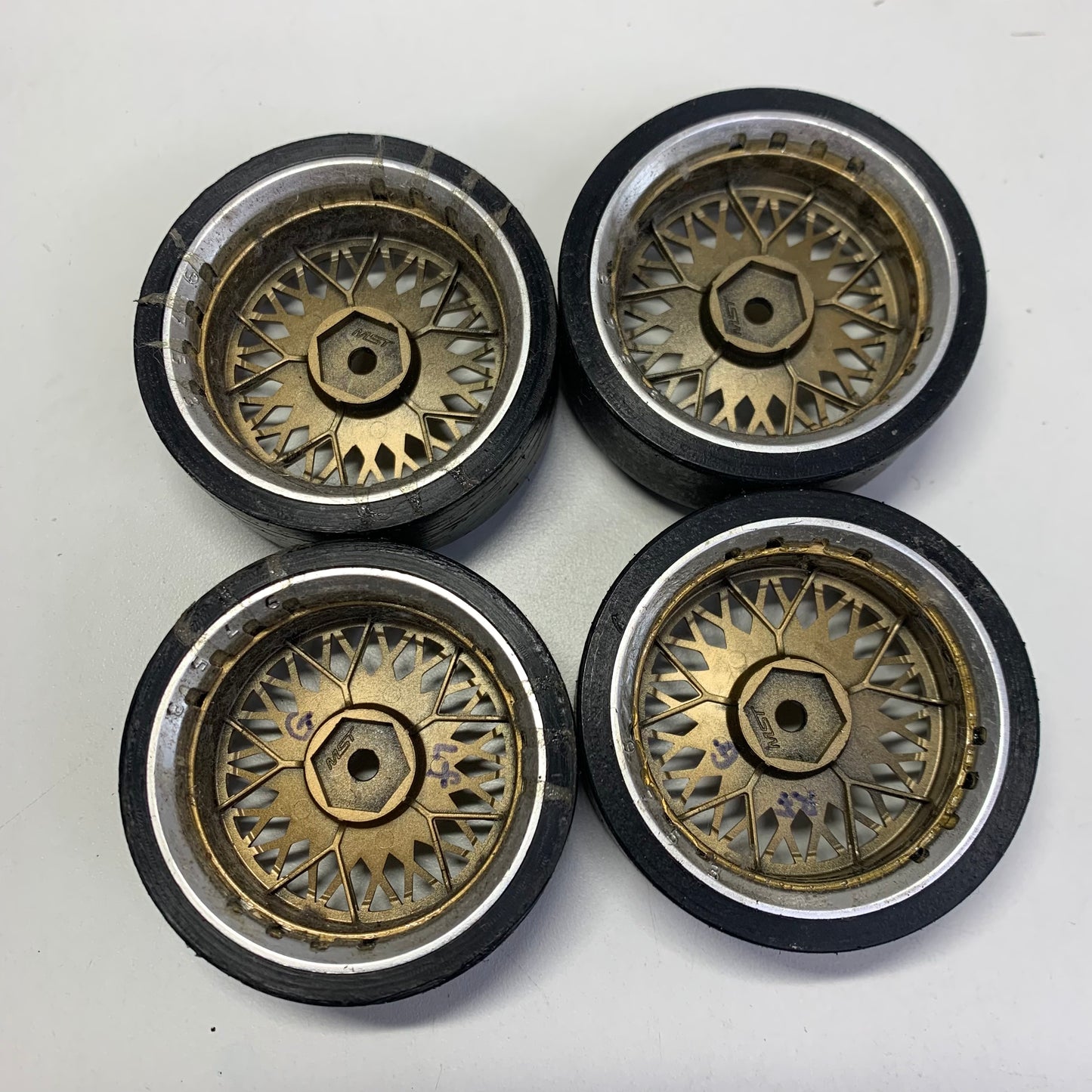 MST wheels Silver Gold Offset 5/7 & Tyres